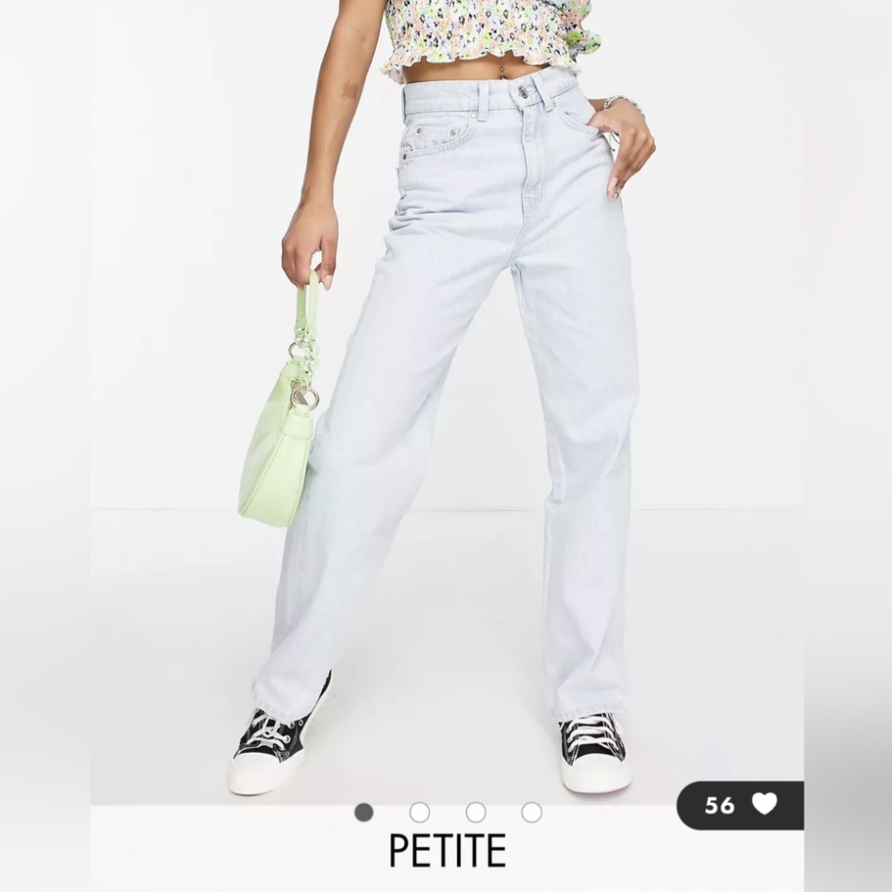 Stradivarius Petite 90s dad jean in bleach wash